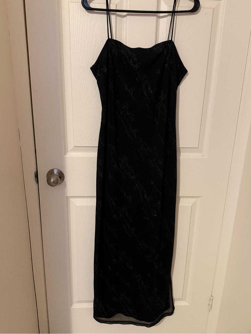 Studio Black Spaghetti-Strap Maxi Dress with Subtle Sparkle